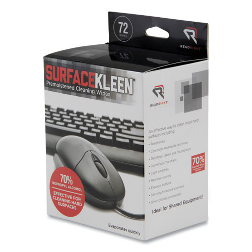 SurfaceKleen Premoistened Alcohol Cleaning Wipes, 5 x 5, Individual Foil Packets, Unscented, White, 72/Box