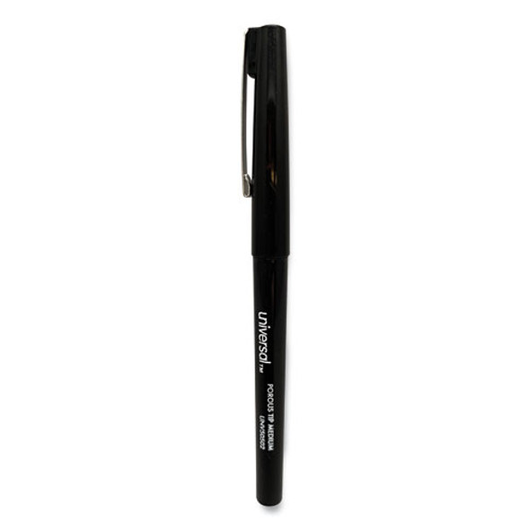 Porous Point Pen, Stick, Medium 0.7 mm, Black Ink, Black Barrel, Dozen Porous Point Pen, Stick, Medium 0.7 mm, Black Ink, Black Barrel, Dozen