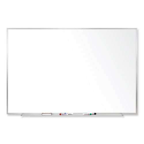 Magnetic Porcelain Whiteboard with Aluminum Frame, 96.5" x 48.5", White Surface, Satin Aluminum Frame