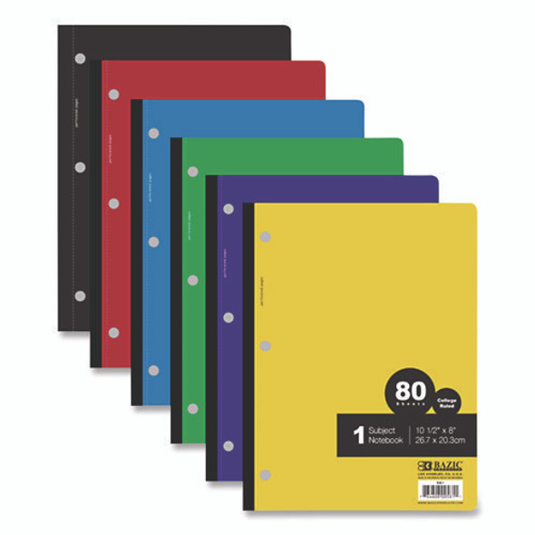 Wireless Notebooks, 1-Subject, Medium/College Rule, Randomly Assorted Cover Color, (80) 10.5 x 7.5 Sheets