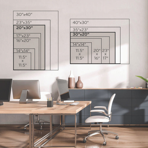Magnetic Dry Erase Board with Decor Frame, 30" x 20", White Surface, White Wood Frame