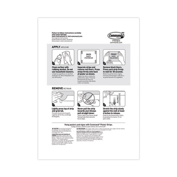 Poster Strips, Removable, Holds up to 1 lb per Pair, 0.63 x 1.75, White, 12/Pack