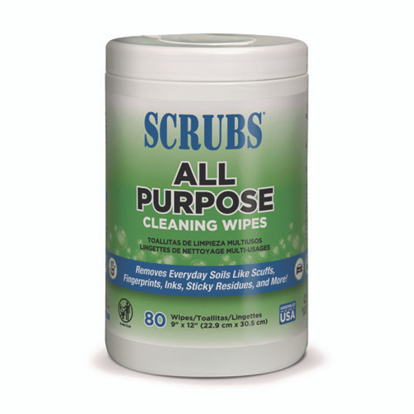 All Purpose Cleaning Wipes, 9 x 12, Citrus Scent, White, 80 Wipes/Canister, 6 Canisters/Carton