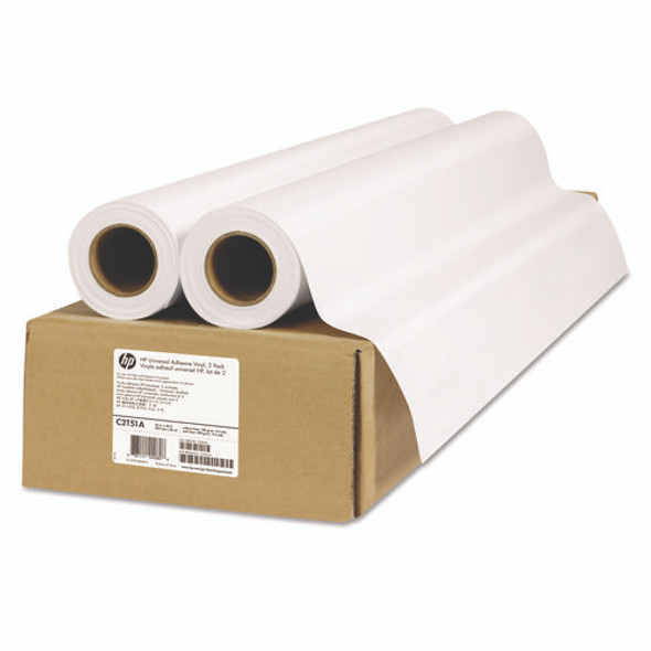 Universal Adhesive Vinyl, 2" Core, 36" x 66 ft, Vinyl White, 2/Pack