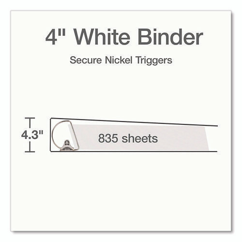 Treated ClearVue Locking Slant-D Ring Binder, 3 Rings, 4" Capacity, 11 x 8.5, White