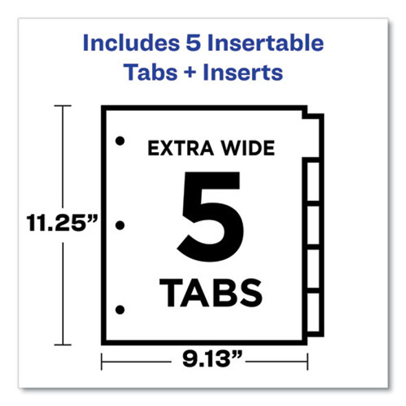 Insertable Dividers w/Single Pockets, 5-Tab, 11.25 x 9.13, White, 1 Set