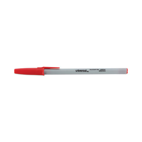 Ballpoint Pen, Stick, Medium 1 mm, Red Ink, Gray/Red Barrel, Dozen