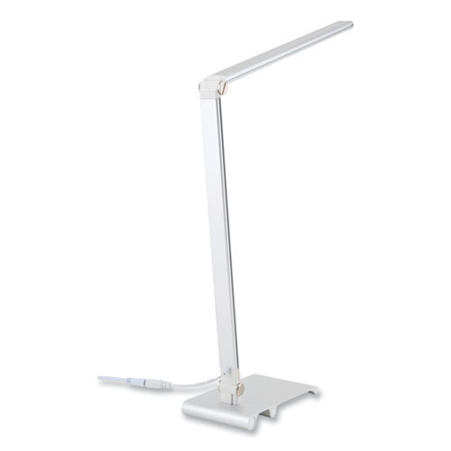 LED Desk Lamp with Dimmer, 2-Point Adjustable Neck, 15" High, Silver