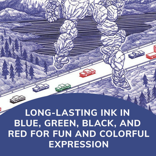 4-Color Ballpoint Pen, Retractable, Medium 1 mm, Black/Blue/Green/Red Ink Colors, Randomly Assorted Barrel Colors, 3/PK