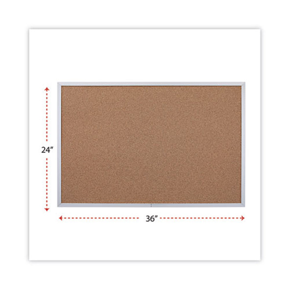 Cork Bulletin Board, 36" x 24", Tan Surface, Satin Aluminum Frame