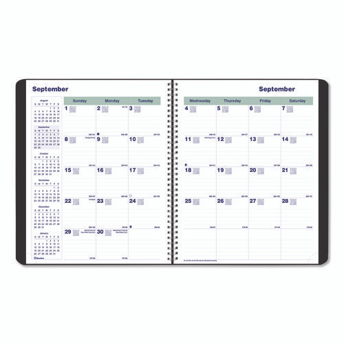 Plan and Link Monthly Planner, 9.25 x 7.25, Black Distressed Faux Leather Cover, 16-Month: Sept 2024 to Dec 2025