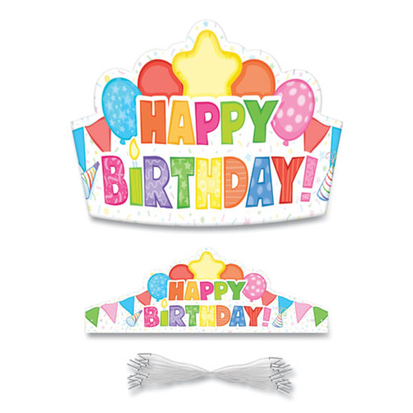 Student Crown, Birthday, 14.5 x 5.13, Assorted Colors, 30/Pack