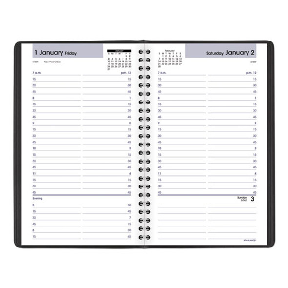 DayMinder Daily Appointment Book, 8.5 x 5.5, Black Cover, 12-Month (Jan to Dec): 2025