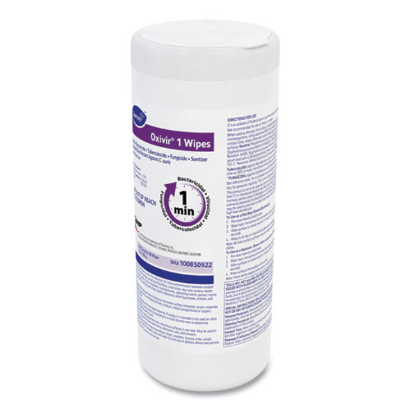 Oxivir 1 Wipes, 1-Ply, 7 x 8, 60/Canister, 12 Canisters/Carton