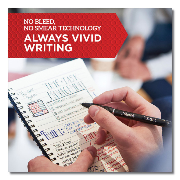 S-Gel High-Performance Gel Pen, Retractable, Medium 0.7 mm, Blue Ink, Black Barrel, 4/Pack