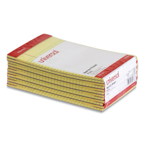 Perforated Ruled Writing Pads, Narrow Rule, Red Headband, 50 Canary-Yellow 5 x 8 Sheets, Dozen