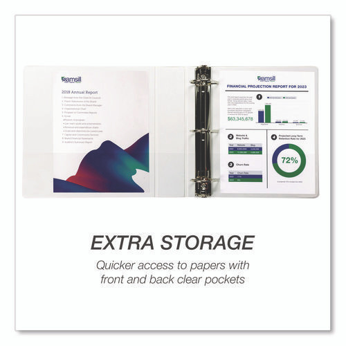 Durable D-Ring View Binders, 3 Rings, 2" Capacity, 11.5" x 8.5", White, 4/Pack