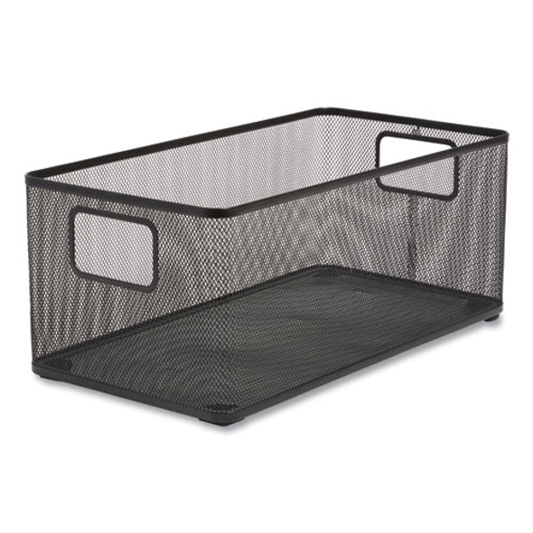 Wire Mesh Storage Box, 8.58" x 15.75" x 6.69", Black