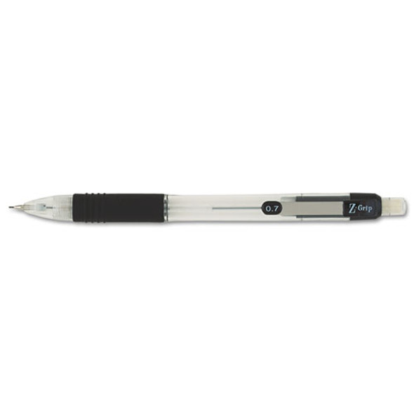 Z-Grip Mechanical Pencil, 0.7 mm, HB (#2), Black Lead, Clear/Black Barrel, Dozen