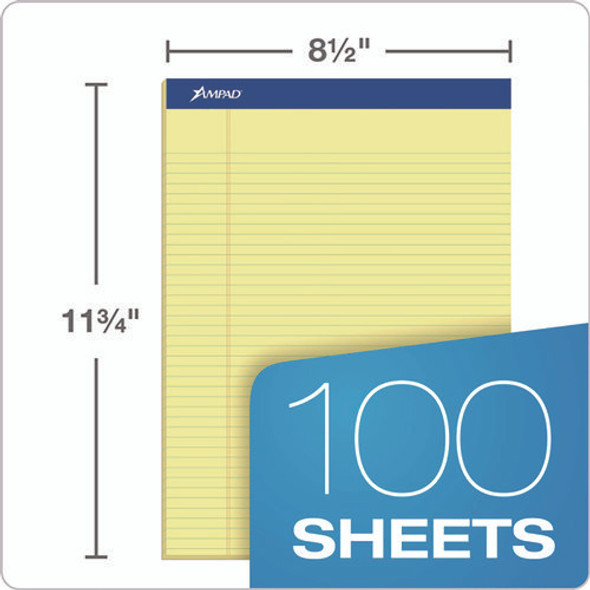 Perforated Writing Pads, Narrow Rule, 50 Canary-Yellow 8.5 x 11.75 Sheets, Dozen