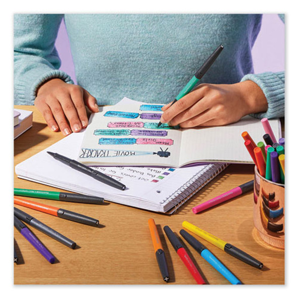 Flair Metallic Porous Point Pen, Stick, Medium 0.7 mm, Assorted Ink and Barrel Colors, 8/Pack