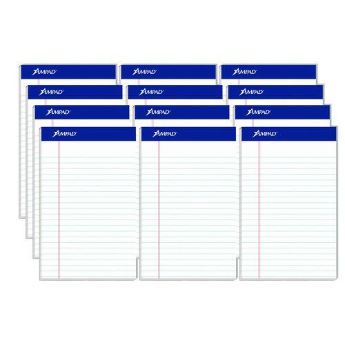Perforated Writing Pads, Narrow Rule, 50 White 5 x 8 Sheets, Dozen