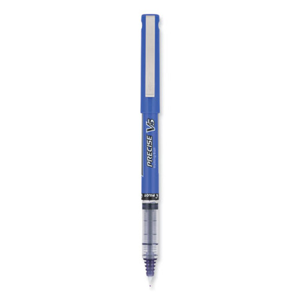 Precise V5 Rollerball Pen, Stick, Extra-Fine 0.5 mm, Purple Ink, Purple/Clear Barrel, Dozen