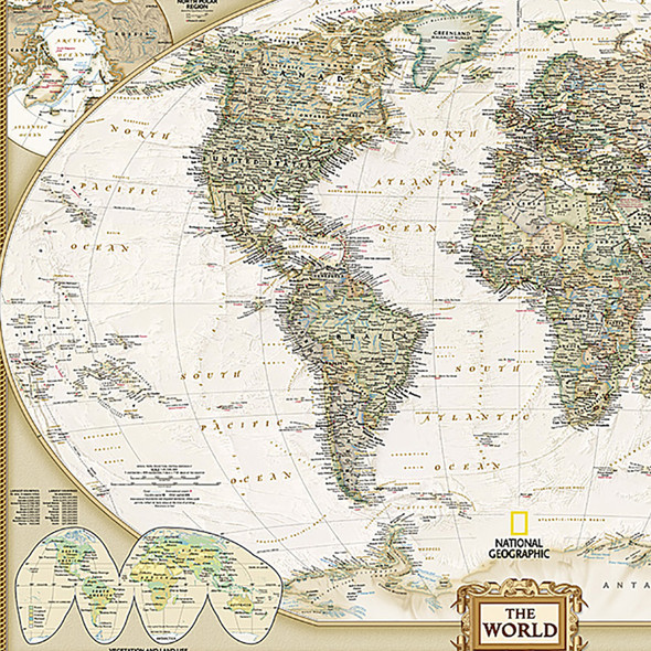World Executive Map, Poster Size and Laminated, 36" x 24"