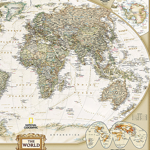 World Executive Map, Poster Size and Laminated, 36" x 24"