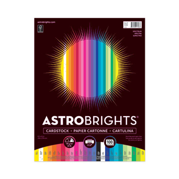 Color Cardstock, 65 lb Cover Weight, 8.5 x 11, Assorted Colors, 100/Pack