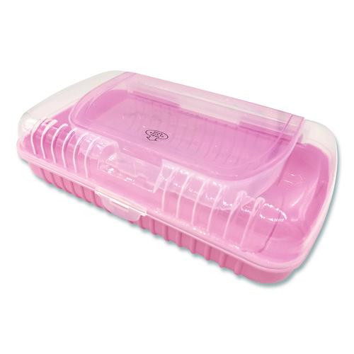 Pencil Case, 2 Compartments, 9.13" x 5.7" x 2.5", Randomly Assorted Color