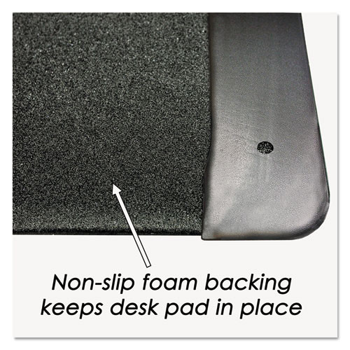 Executive Desk Pad with Antimicrobial Protection, Leather-Like Side Panels, 36 x 20, Black
