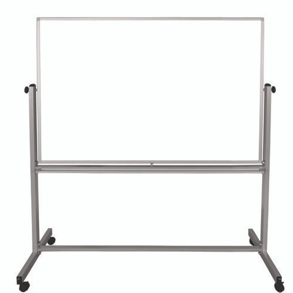 Mobile Magnetic Whiteboard, 60" x 40", White Surface, Silver Aluminum Frame