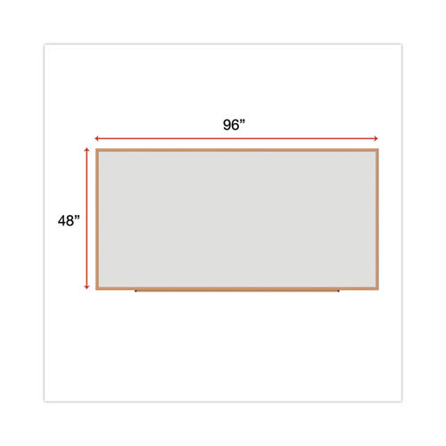 Deluxe Melamine Dry Erase Board, 96" x 48", White Surface, Oak Finished Fiberboard (MDF) Frame