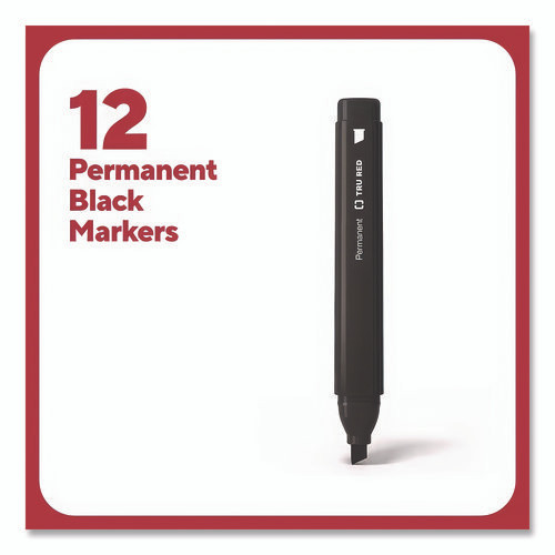 Permanent Marker, Tank-Style, Medium Chisel Tip, Black, Dozen