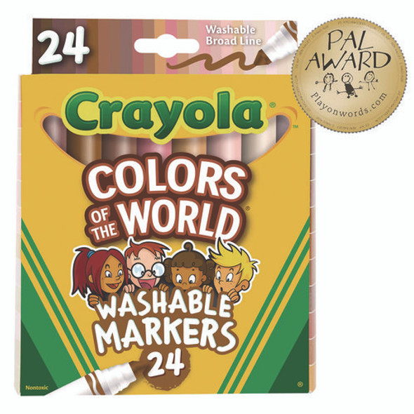 Colors of the World Permanent Markers, Broad Bullet Tip, Assorted Colors, 24/Pack