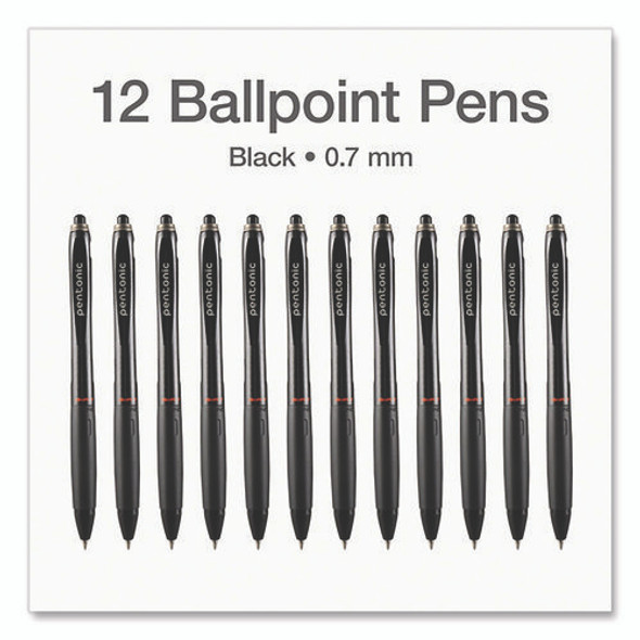 PENTONIC Ballpoint Pen, Retractable, Fine 0.7 mm, Black Ink, Black Barrel, 12/Pack PENTONIC Ballpoint Pen, Retractable, Fine 0.7 mm, Black Ink, Black Barrel, 12/Pack