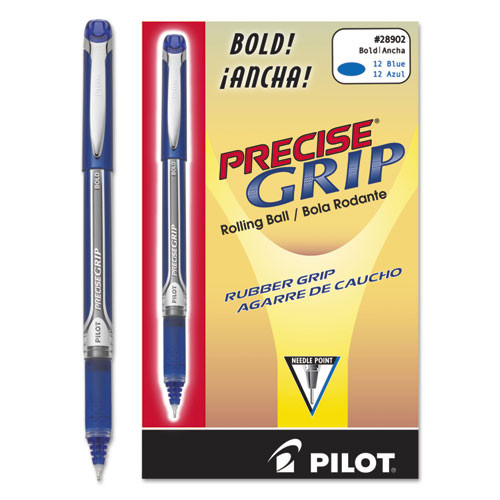 Precise Grip Rollerball Pen, Stick, Bold 1 mm, Blue Ink, Blue Barrel