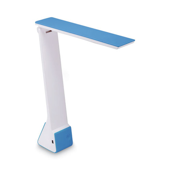 Konnect Rechargeable Folding LED Desk Lamp, 2.52w x 2.13d x 11.02h, Gray/Blue
