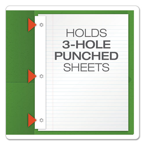 Twin-Pocket Folders with 3 Fasteners, 0.5" Capacity, 11 x 8.5, Green, 25/Box