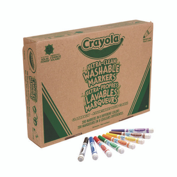 Ultra-Clean Washable Marker Classpack, Broad Bullet Tip, 8 Assorted Colors, 200/Box