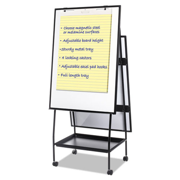 Creation Station Dry Erase Board, 29.5" x 74.88", White Surface, Black Metal Frame