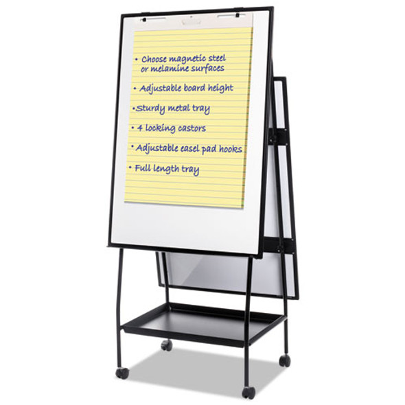 Creation Station Dry Erase Board, 29.5" x 74.88", White Surface, Black Metal Frame