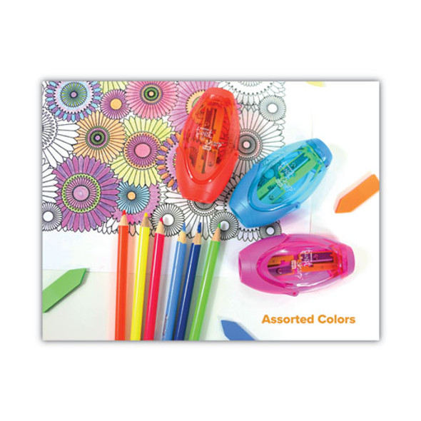 Twist-n-Sharp Pencil Sharpener, Two-Hole, 3.91 x 1.5 x 5.88, Randomly Assorted Colors, 6/Pack Twist-n-Sharp Pencil Sharpener, Two-Hole, 3.91 x 1.5 x 5.88, Randomly Assorted Colors, 6/Pack