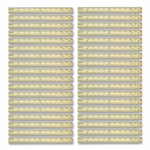 Three-Hole Punched Wood Ruler, Standard/Metric, 12" (30 cm) Long, Natural Wood, 36/Box