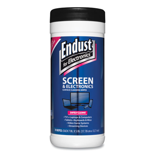 Antistatic Cleaning Wipes, Premoistened, 5 x 7, Clean Scent, White, 70/Canister