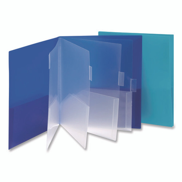 Poly Ten-Pocket Subject Folder, 500-Sheet Capacity, 11 x 8.5, Assorted Cover Colors, 2/Pack