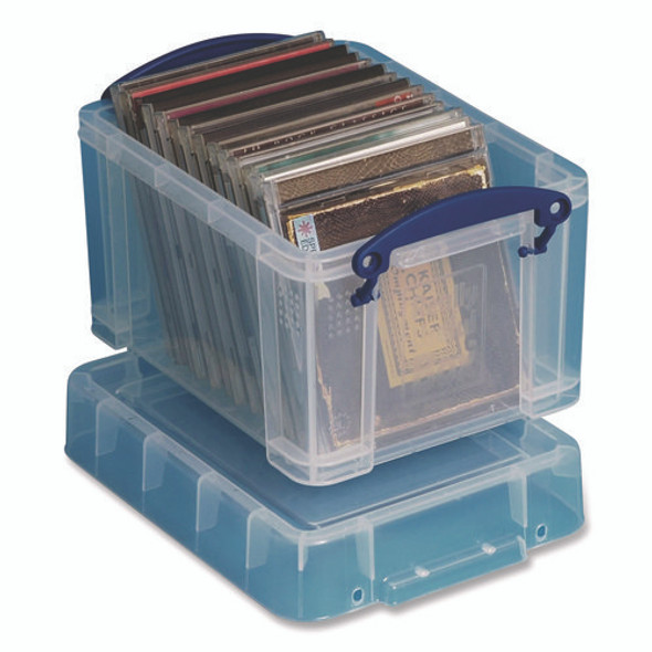 Snap-Lid Storage Bin, 0.79 gal, 7.06" x 9.62" x 6.25", Clear/Blue