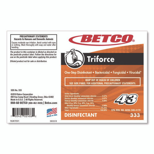 Triforce Disinfectant, Fresh Scent, 2 L Bottle, 4/Carton Triforce Disinfectant, Fresh Scent, 2 L Bottle, 4/Carton
