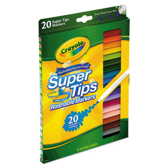 Washable Super Tips Markers, Fine/Broad Bullet Tips, Assorted Colors, 20/Set